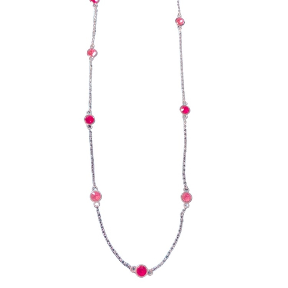 Pink and Silver necklace - long